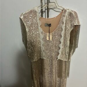 Nidodileda Beige Sequin Dress